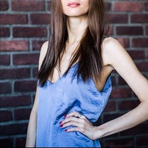 💙 Perwinkle purple blue satin slip midi dress